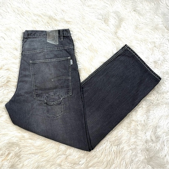 VTG Jeanuin Bleu Loose Baggy Acid Wash Jeans Gray Denim 40x34 (41x33) Y2K